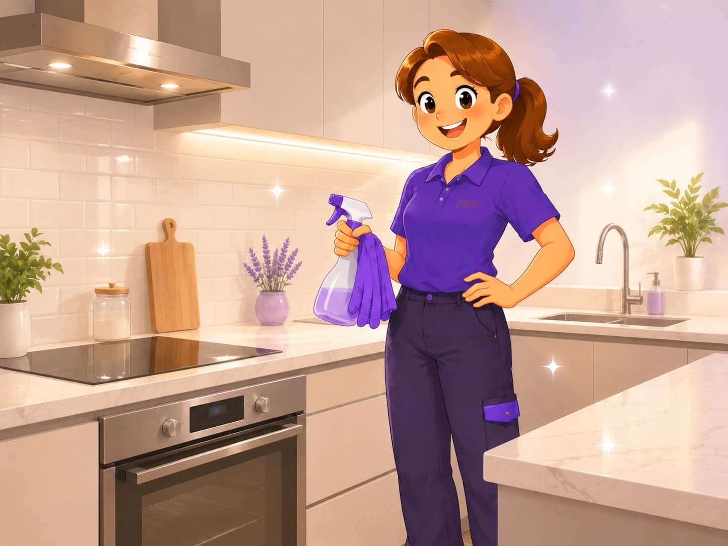 Focused kitchen cleaning in an Abu Dhabi home